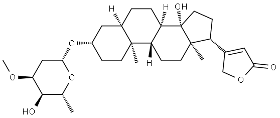 3β,14-Dihydroxy-5β-card-20(22)-enolide mono(2,6-dideoxy-3-O-methyl-D-ribo-hexosyl) ether Structure