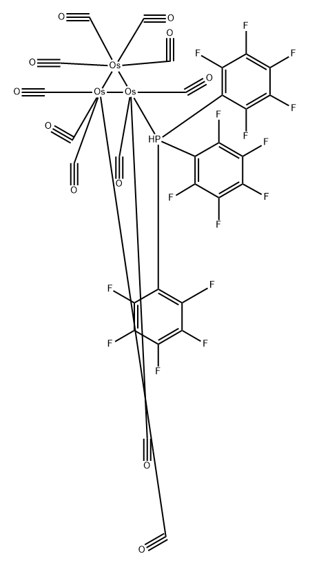 운데카카르보닐(트리스(펜타플루오로페닐)포스핀)트리오스뮴 구조식 이미지