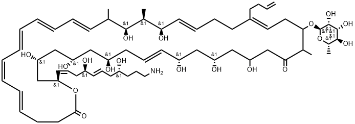 44-[(1E,4R,5E,8R)-11-amino-4,8-dihydroxy-undeca-1,5-dienyl]-23-but-3-e nyl-16,18,30,32,34,38,40,42-octahydroxy-15,17,27-trimethyl-26-[(2S,3R, 4R,5S,6S)-3,4,5-trihydroxy-6-methyl-oxan-2-yl]oxy-1-oxacyclotetratetra conta-5,7,9,11,13,19,23,35-octaene-2,28-dione Structure