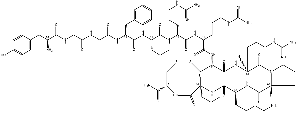 (Cys8·13)-Dynorphin A (1-13) amide H-Tyr-Gly-Gly-Phe-Leu-Arg-Arg-Cys-Arg-Pro-Lys-Leu-Cys-NH2 (Disulfide bond) Structure