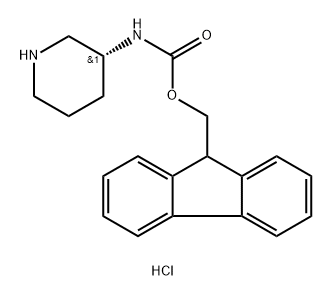 Carbamic acid, N-(3R)-3-piperidinyl-, 9H-fluoren-9-ylmethyl ester, hydrochloride (1:1) Structure