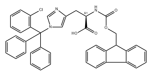 D-Histidine, 1-[(2-chlorophenyl)diphenylmethyl]-N-[(9H-fluoren-9-ylmethoxy)carbonyl]- 구조식 이미지