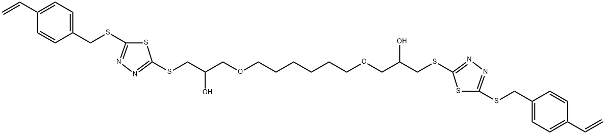 1,1′-[1,6-hexanediylbis(oxy)]bis[3-[[5-[[(4-ethenylphenyl)methyl]thio]-1,3,4-thiadiazol-2-yl]thio]- 2-propanol Structure