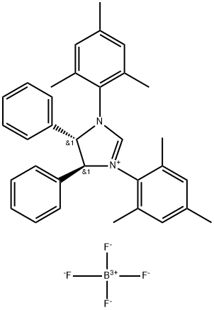 (4S,5S)-1,3-Bis(2,4,6-Trimethylphenyl)-4,5-dihydro-4,5-diphenyl-1H-imidazolium Ttetrafluoroborate 구조식 이미지