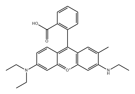 Xanthylium, 9-(2-carboxyphenyl)-6-(diethylamino)-3-(ethylamino)-2-methyl- (ACI) Structure