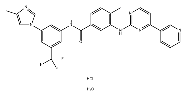 Benzamide, 4-methyl-N-[3-(4-methyl-1H-imidazol-1-yl)-5-(trifluoromethyl)phenyl]-3-[[4-(3-pyridinyl)-2-pyrimidinyl]amino]-, hydrochloride, hydrate (1:2:2) Structure