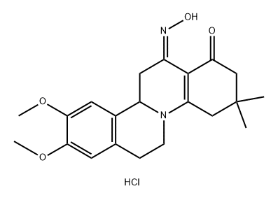 (13E)-13-hydroxyimino-9,10-dimethoxy-3,3-dimethyl-2,4,6,7,11b,12-hexahydroisoquinolino[2,1-a]quinolin-1-one hydrochloride Structure