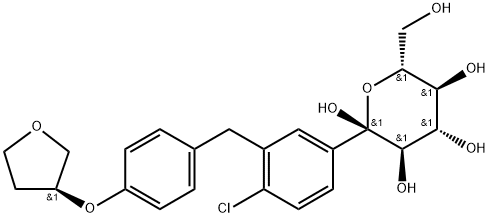 1-chloro-4-(β-D-glucopyranos-1-yl)-2-[4-((S)-tetrahydrofuran-3-yloxy)benzyl]benzene Structure