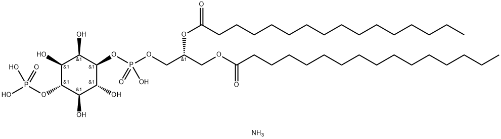 D-myo-Inositol, 1-[(2R)-2,3-bis[(1-oxohexadecyl)oxy]propyl hydrogen phosphate] 4-(dihydrogen phosphate), ammonium salt (9CI) Structure