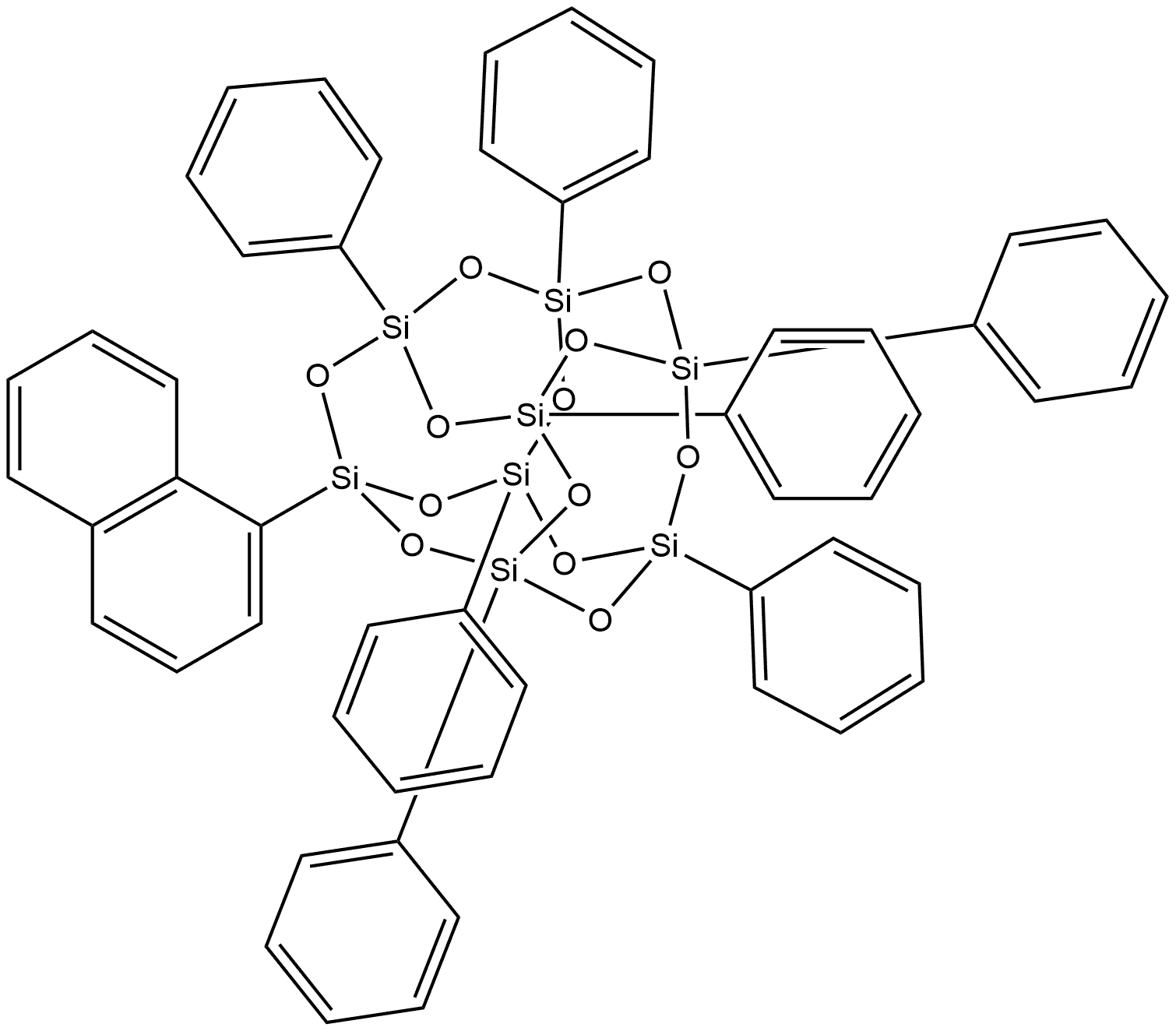 Pentacyclo[9.5.1.13,9.15,15.17,13]octasiloxane, 1-(1-naphthalenyl)-3,5,7,9,11,13,15-heptaphenyl- Structure