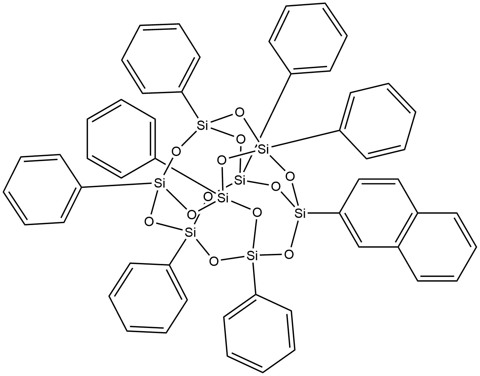 Pentacyclo[9.5.1.13,9.15,15.17,13]octasiloxane, 1-(2-naphthalenyl)-3,5,7,9,11,13,15-heptaphenyl- Structure