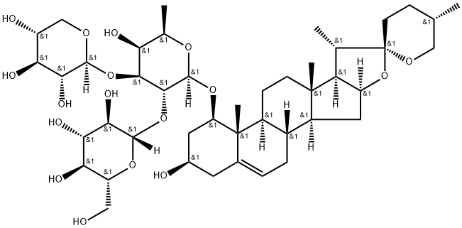 b-D-Galactopyranoside, (1b,3b,25S)-3-hydroxyspirost-5-en-1-yl O-b-D-glucopyranosyl-(1(R)2)-O-[b-D-xylopyranosyl-(1(R)3)]-6-deoxy- 구조식 이미지