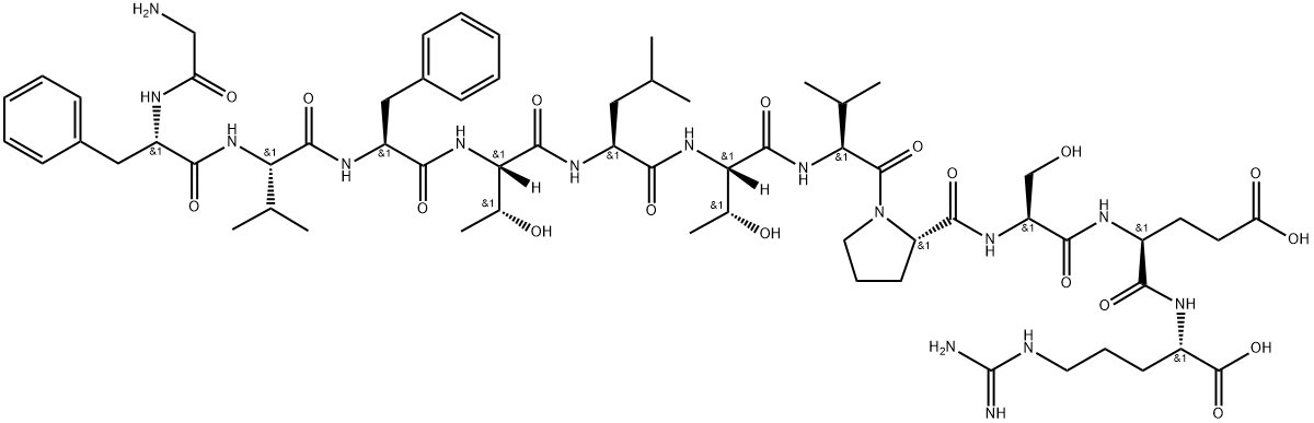 L-Arginine, glycyl-L-phenylalanyl-L-valyl-L-phenylalanyl-L-threonyl-L-leucyl-L-threonyl-L-valyl-L-prolyl-L-seryl-L-α-glutamyl- 구조식 이미지