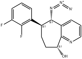 5H-Cyclohepta[b]pyridin-9-ol, 5-azido-6-(2,3-difluorophenyl)-6,7,8,9-tetrahydro-, (5S,6S,9R)- Structure