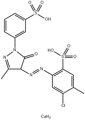 4-클로로-2-[5-하이드록시-3-메틸-1-(3-설포페닐)피라졸-4-일라조]-5-메틸벤젠 설포닉 산, 칼슘 솔트 구조식 이미지