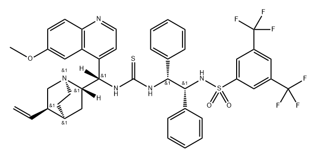 N-[(1R,2R)-2-[[[[(8α,9S)-6'-Methoxycinchonan-9-yl]aMino]thioxoMethyl]aMino]-1,2-diphenylethyl]-3,5-bis(trifluoroMethyl)-BenzenesulfonaMide 구조식 이미지