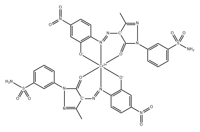 Chromate(1-), bis[3-[4,5-dihydro-4-[[2-(hydroxy-κO)-4-nitrophenyl]azo-κN2]-3-methyl-5-(oxo-κO)-1H-pyrazol-1-yl]benzenesulfonamidato(2-)]- 구조식 이미지