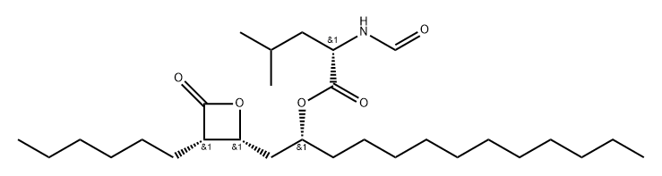 L-Leucine, N-formyl-, 1-[(3-hexyl-4-oxo-2-oxetanyl)methyl]dodecyl ester, [2R-[2α(R*),3α]]- (9CI) 구조식 이미지