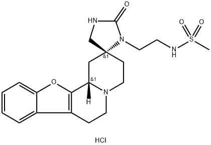 Methanesulfonamide,N-[2-[(2R,12bS)-1,3,4,6,7,12b-hexahydro-2'-oxospiro[2H-benzofuro[2,3-a]quinolizine-2,4'-imidazolidin]-3'-yl]ethyl]-,hydrochloride (1:1) Structure