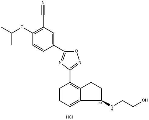 Benzonitrile, 5-[3-[(1S)-2,3-dihydro-1-[(2-hydroxyethyl)aMino]-1H-inden-4-yl]-1,2,4-oxadiazol-5-yl]-2-(1-Methylethoxy)- (HCl salt) Structure