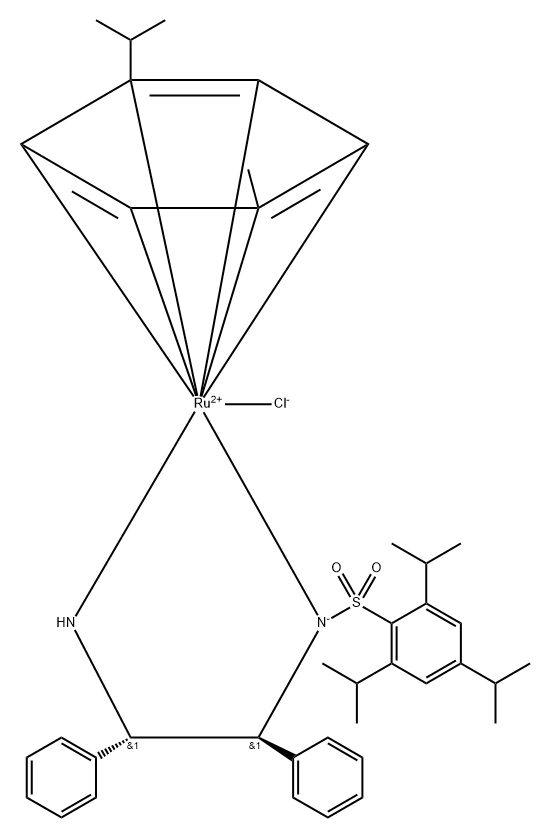 Ruthenium, [N-[(1S,2S)-2-(amino-κN)-1,2-diphenylethyl]-2,4,6-tris(1-methylethyl)benzenesulfonamidato-κN]chloro[(1,2,3,4,5,6-η)-1-methyl-4-(1-methylethyl)benzene]- Structure