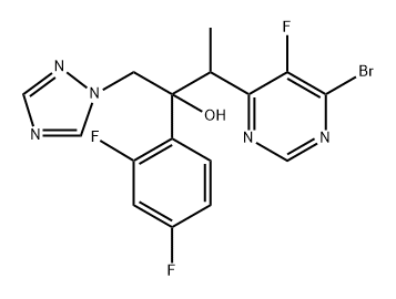 4-Pyrimidineethanol, 6-bromo-α-(2,4-difluorophenyl)-5-fluoro-β-methyl-α-(1H-1,2,4-triazol-1-ylmethyl)- Structure