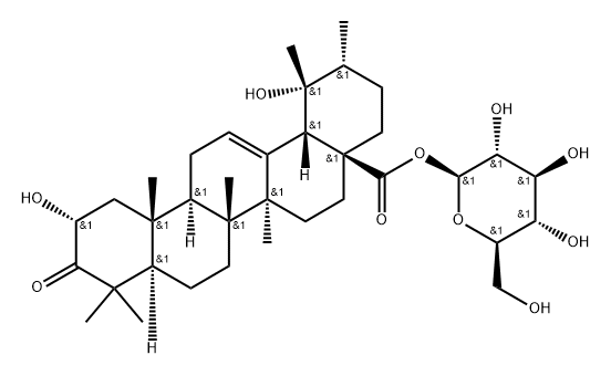 Urs-12-en-28-oic acid, 2,19-dihydroxy-3-oxo-, β-D-glucopyranosyl ester, (2α)- Structure