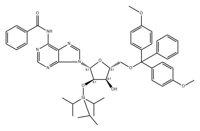 N-Benzoyl-5'-O-[bis(4-methoxyphenyl)phenylmethyl]-2'-O-[tris(1-methylethyl)silyl]adenosine Structure