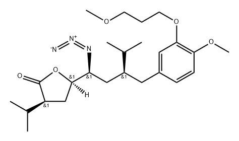 2(3H)-Furanone, 5-[(1S,3S)-1-azido-3-[[4-methoxy-3-(3-methoxypropoxy)phenyl]methyl]-4-methylpentyl]dihydro-3-(1-methylethyl)-, (3S,5R)- Structure