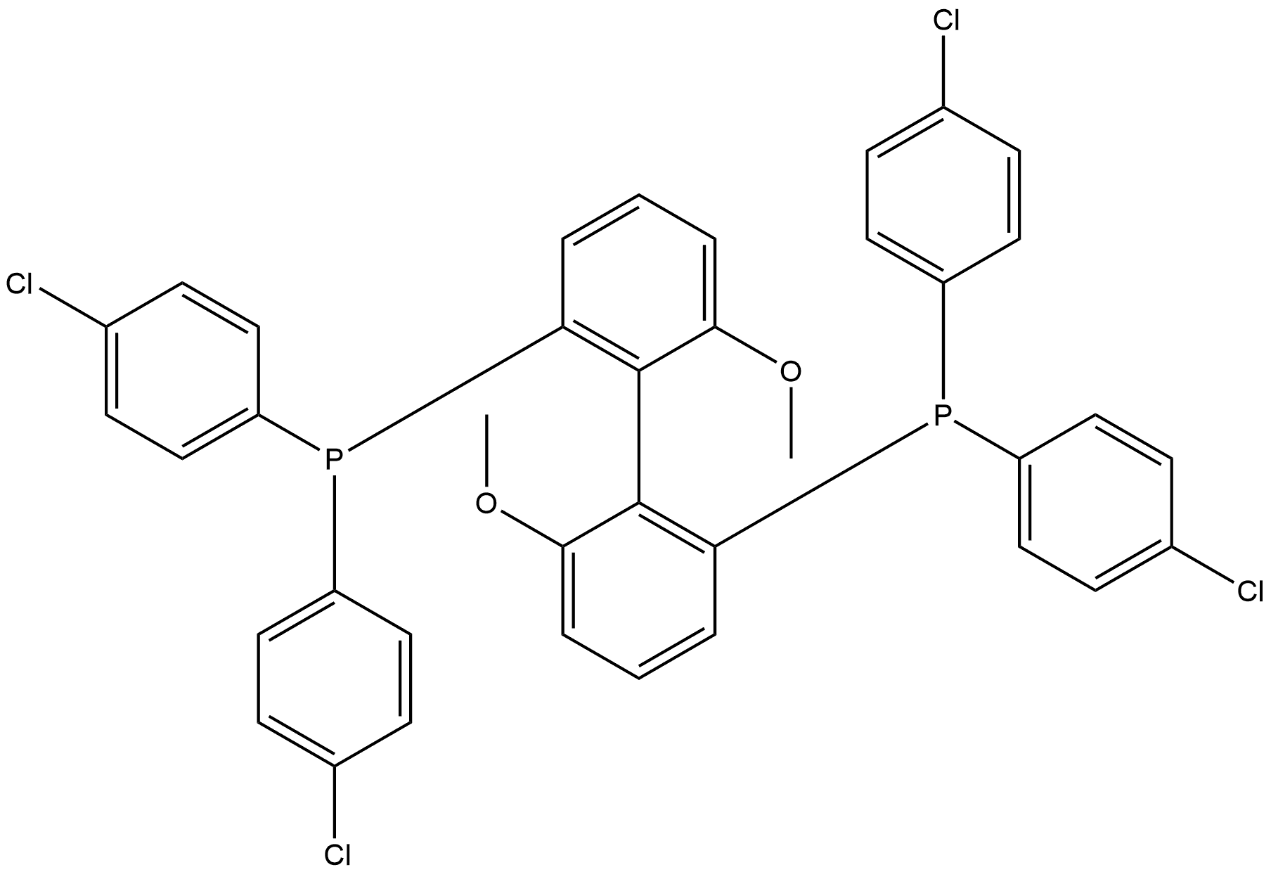 1,1'-[(1S)-6,6'-Dimethoxy[1,1'-biphenyl]-2,2'-diyl]bis[1,1-bis(4-chlorophenyl)phosphine] Structure