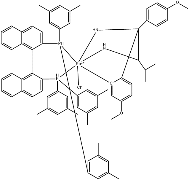 Хлор{(S)-(-)-2,2'-бис[ди(3,5-ксилил)фосфино]-1,1'-бинафтил}[(2S)-(+)-1-(4-Метоксифенил )-1 (4-Метоксифенил-kC)-3-Метил-1,2-бутандиМин]рутенийМ(II) (S)-РУЦИ КсилБИНАП структурированное изображение