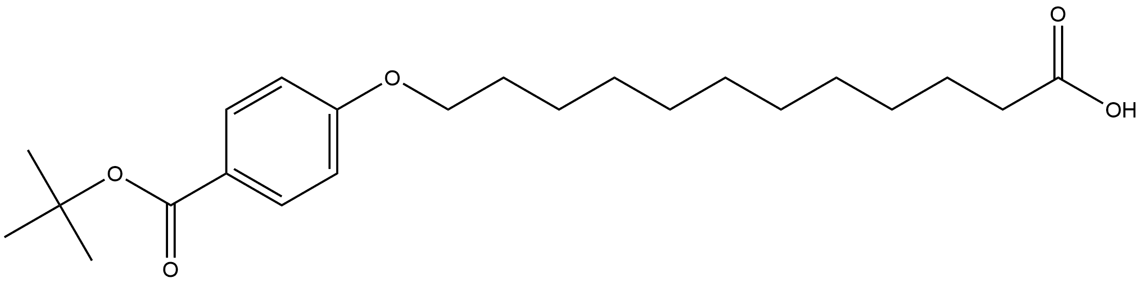 Benzoic acid, 4-[(11-carboxyundecyl)oxy]-, 1-(1,1-dimethylethyl) ester Structure