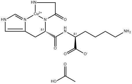 Copper, [glycyl-κN-L-histidyl-κN,κN3-L-lysinato(2-)]-, acetate (1:2) 구조식 이미지