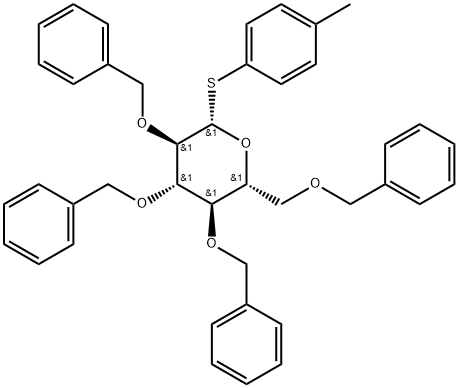 β-D-Glucopyranoside, 4-methylphenyl 2,3,4,6-tetrakis-O-(phenylmethyl)-1-thio- 구조식 이미지