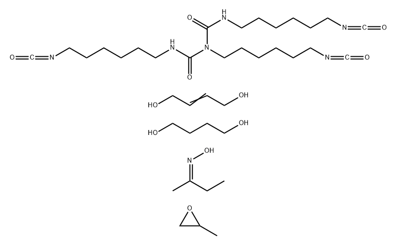 Imidodicarbonicdiamide,N,N',2-tris(6-isocyanatohexyl)-,1,4-butanediol,2-butene-1,4-diol및methyloxirane함유중합체,bisulfited,MeEtketoneoxime-blocked 구조식 이미지