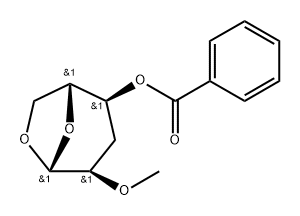 .beta.-D-ribo-Hexopyranose, 1,6-anhydro-3-deoxy-2-O-methyl-, benzoate Structure