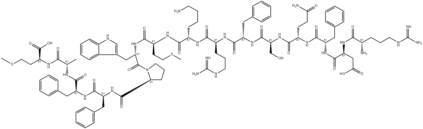 L-Methionine, L-arginyl-L-α-aspartyl-L-phenylalanyl-L-glutaminyl-L-seryl-L-phenylalanyl-L-arginyl-L-lysyl-L-methionyl-L-tryptophyl-L-prolyl-L-phenylalanyl-L-phenylalanyl-L-alanyl- Structure