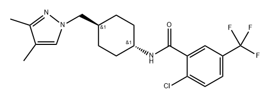 Benzamide,2-chloro-N-[trans-4-[(3,4-dimethyl-1H-
pyrazol-1-yl)methyl]cyclohexyl]-5-(trifluoromethyl)- Structure