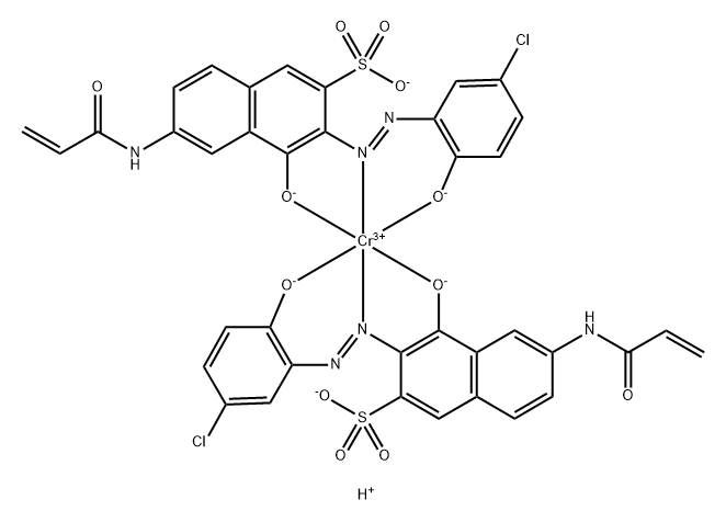 Chromate(3-), bis[3-[(5-chloro-2-hydroxyphenyl) azo]-4-hydroxy-6-[(1-oxo-2-propenyl)amino ]-2-naphthalenesulfonato(3-)]-, trihydrogen Structure
