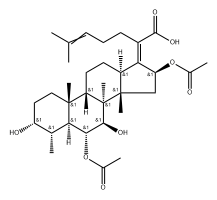 29-Nordammara-17(20),24-dien-21-oic acid, 6,16-bis(acetyloxy)-3,7-dihydroxy-, (3α,4α,6α,7β,8α,9β,13α,14β,16β,17Z)- Structure