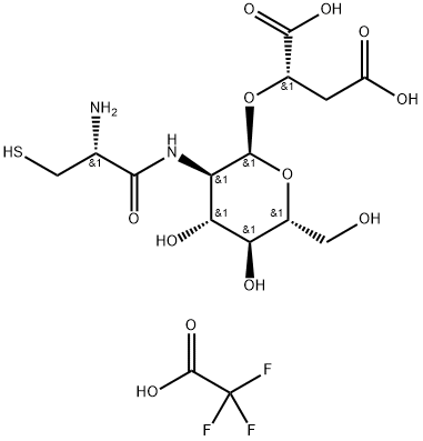 Butanedioic acid, 2-[[2-[[(2R)-2-amino-3-mercapto-1-oxopropyl]amino]-2-deoxy-α-D-glucopyranosyl]oxy]-, (2S)-, 2,2,2-trifluoroacetate (1:1) 구조식 이미지