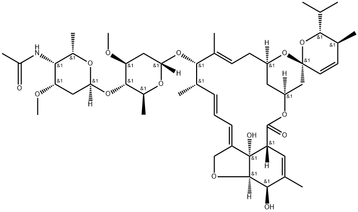 Avermectin A1a, 4-(acetylamino)-5-O-demethyl-25-de(1-methylpropyl)-4-deoxy-25-(1-methylethyl)-, (4R)- 구조식 이미지