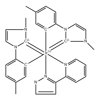 Bis(1-(4-Methylphenyl)-3-MethyliMdazolin-2-ylidene-C,C2')(2-(2H-pyrazol-3-yl)-pyridine)IridiuM(III) Structure