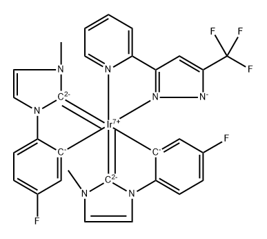 Bis(1-(4-fluorophenyl)-3-MethyliMdazoline-2-ylidene-C,C2')(2-(5-trifluoroMathyl-2H-pyrazol-3-yl)-pyr 구조식 이미지