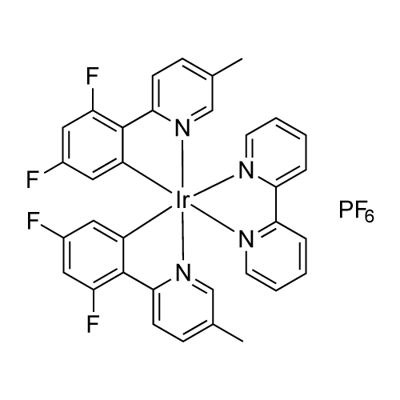 Iridium-(2,2'-bipyridine-κN1,κN1')bis[3,5-difluoro-2-(5-methyl-2-pyridinyl-κN)phenyl-κC]-(OC-6-33)-hexafluorophosphate Structure