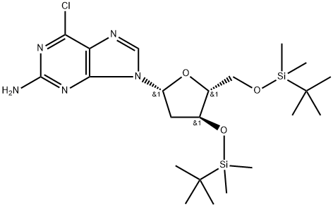 9H-Purin-2-amine, 6-chloro-9-[2-deoxy-3,5-bis-O-[(1,1-dimethylethyl)dimethylsilyl]-β-D-erythro-pentofuranosyl]- (9CI, ACI) Structure