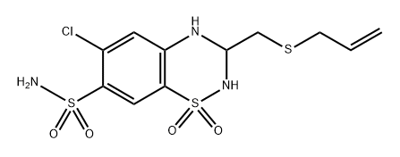 2H-1,2,4-Benzothiadiazine-7-sulfonamide, 6-chloro-3,4-dihydro-3-[(2-propen-1-ylthio)methyl]-, 1,1-dioxide, (-)- Structure