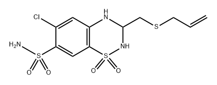 2H-1,2,4-Benzothiadiazine-7-sulfonamide, 6-chloro-3,4-dihydro-3-[(2-propen-1-ylthio)methyl]-, 1,1-dioxide, (+)- 구조식 이미지