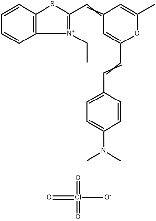 Benzothiazolium, 2-[[2-[2-[4-(dimethylamino)phenyl]ethenyl]-6-methyl-4H-pyran-4-ylidene]methyl]-3-ethyl-, perchlorate (1:1) Structure