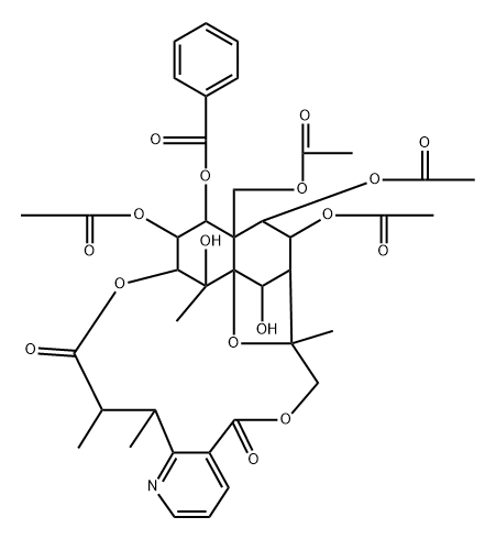 6-Hydroxy-8α-acetoxy-1α-(benzoyloxy)-1,6-dides(acetoxy)-8-deoxoevonine Structure